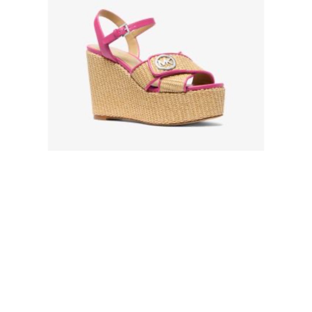 Michael Kors Pink and Tan Wedge Sandals